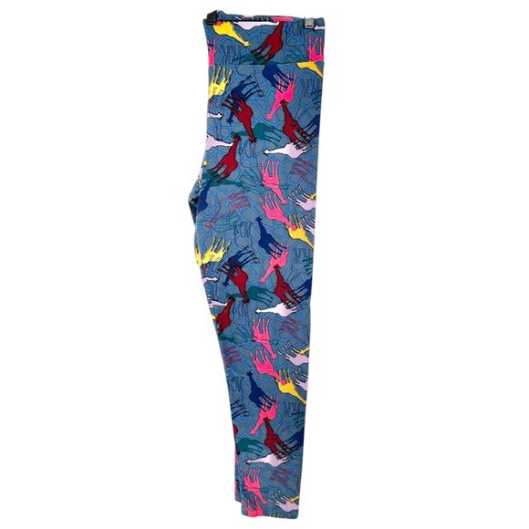LuLaRoe Leggings Womens Tall and Curvy Blue Multicolor Giraffes Size 12-22 Soft - Picture 2 of 9